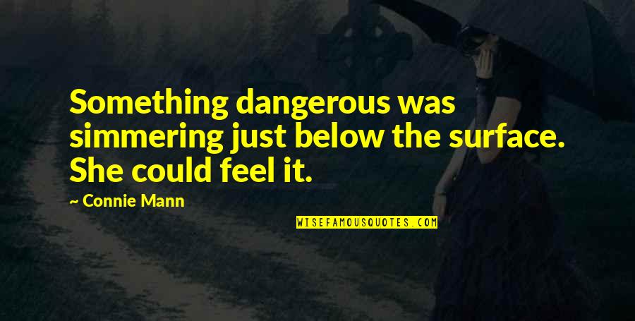 Inspirational She Quotes By Connie Mann: Something dangerous was simmering just below the surface.