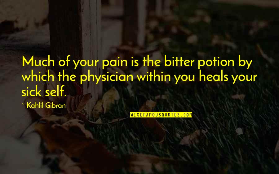 Inspirational Sickness Quotes By Kahlil Gibran: Much of your pain is the bitter potion