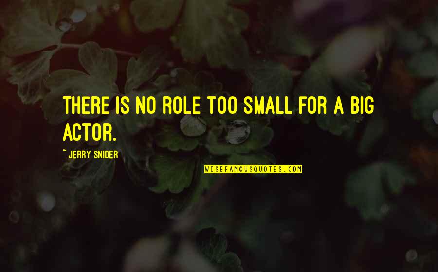 Inspirational Small Quotes By Jerry Snider: There is no role too small for a Inspirational Small Quotes By Jerry Snider: There is no role too small for a