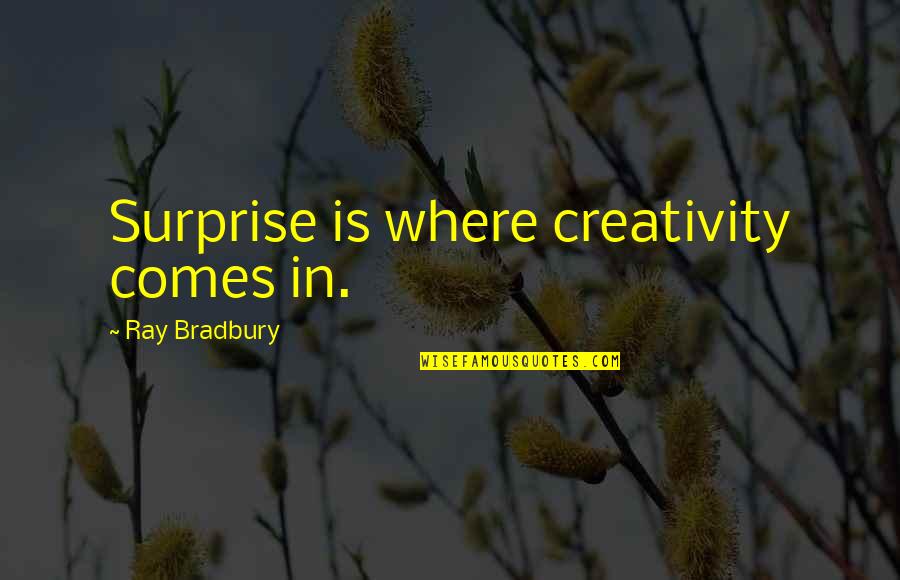 Inspirational Social Work Quotes By Ray Bradbury: Surprise is where creativity comes in.