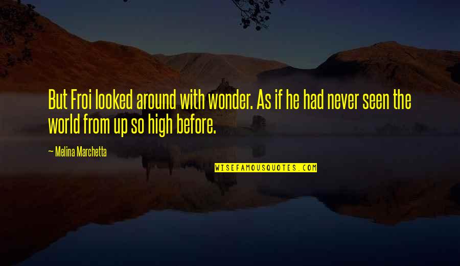 Inspirational Sock Quotes By Melina Marchetta: But Froi looked around with wonder. As if Inspirational Sock Quotes By Melina Marchetta: But Froi looked around with wonder. As if
