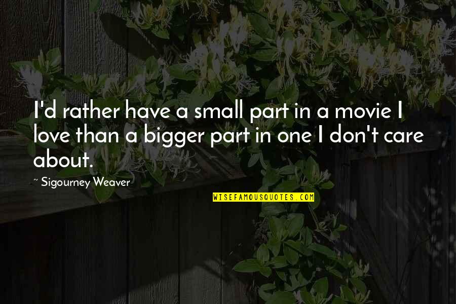 Inspirational Space Exploration Quotes By Sigourney Weaver: I'd rather have a small part in a