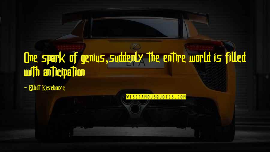 Inspirational Spark Quotes By Elliot Kesebonye: One spark of genius,suddenly the entire world is