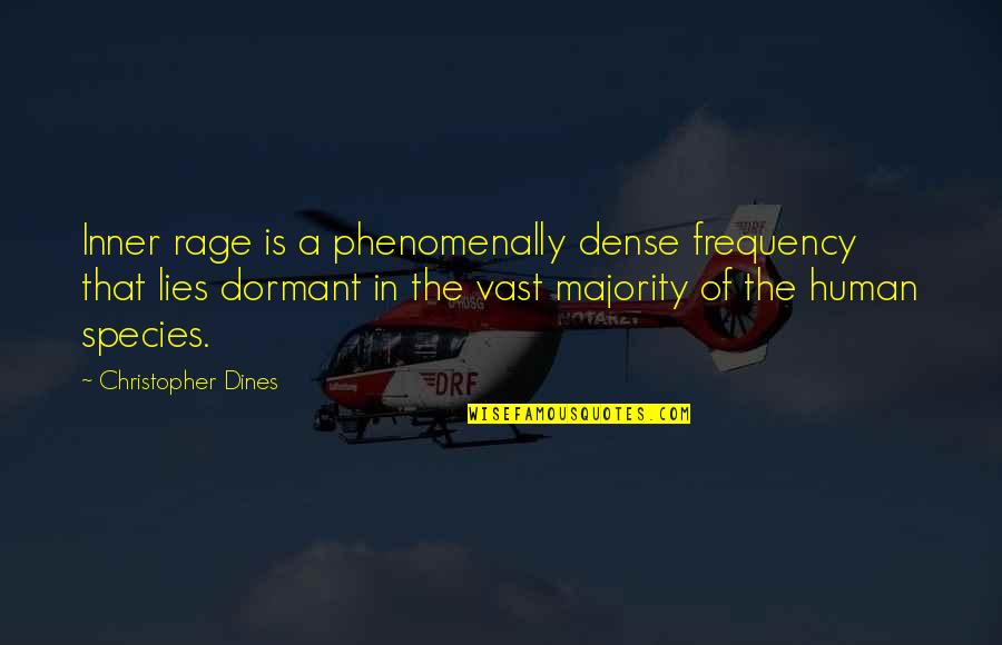 Inspirational Stereotyping Quotes By Christopher Dines: Inner rage is a phenomenally dense frequency that