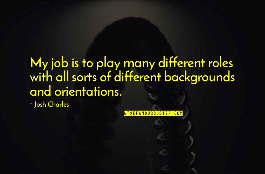 Inspirational Stereotyping Quotes By Josh Charles: My job is to play many different roles