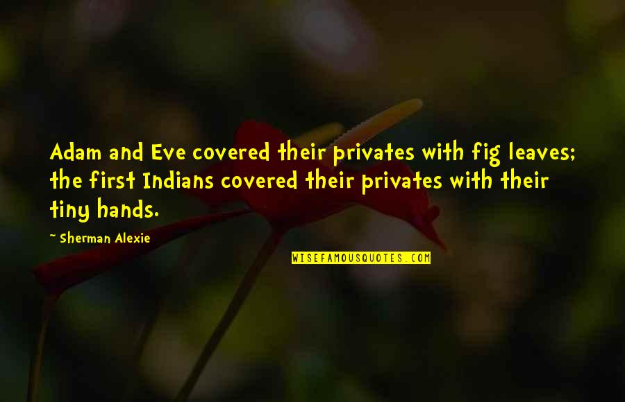 Inspirational Stereotyping Quotes By Sherman Alexie: Adam and Eve covered their privates with fig