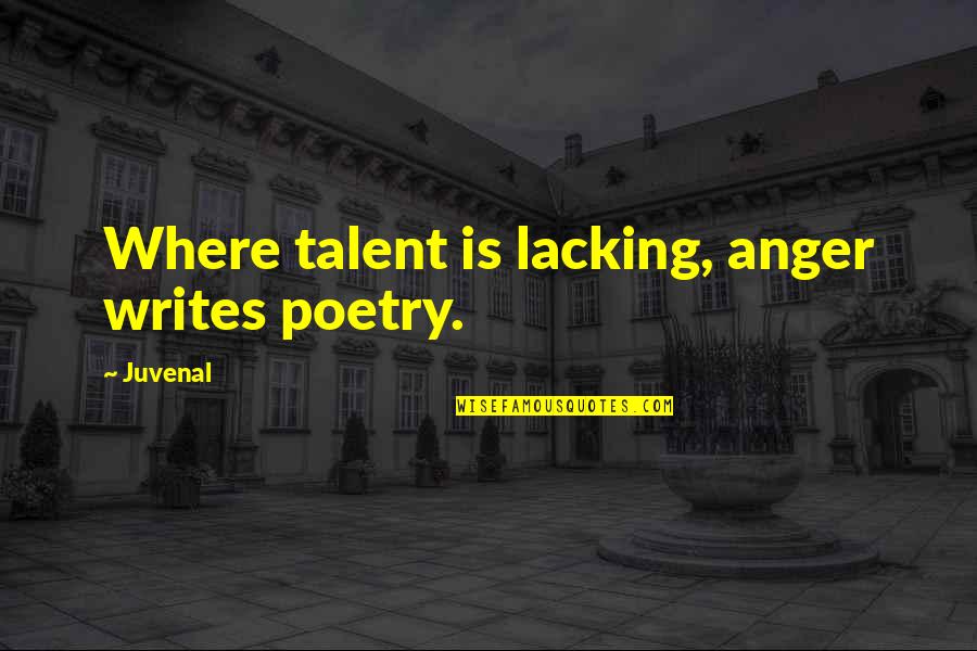 Inspirational Stretch Mark Quotes By Juvenal: Where talent is lacking, anger writes poetry.