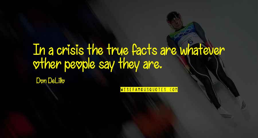 Inspirational Sundown Quotes By Don DeLillo: In a crisis the true facts are whatever