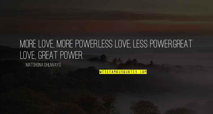 Inspirational Swiss Quotes By Matshona Dhliwayo: More love, more power.Less love, less power.Great love,