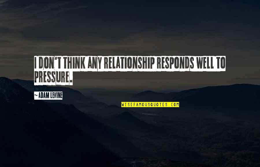 Inspirational Te Reo Quotes By Adam Levine: I don't think any relationship responds well to