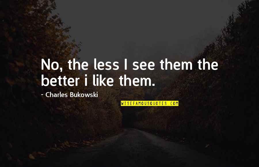 Inspirational Tenacity Quotes By Charles Bukowski: No, the less I see them the better