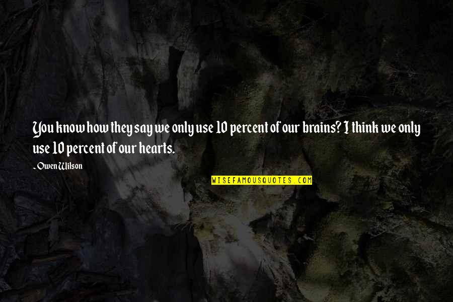Inspirational Thinking Quotes By Owen Wilson: You know how they say we only use Inspirational Thinking Quotes By Owen Wilson: You know how they say we only use