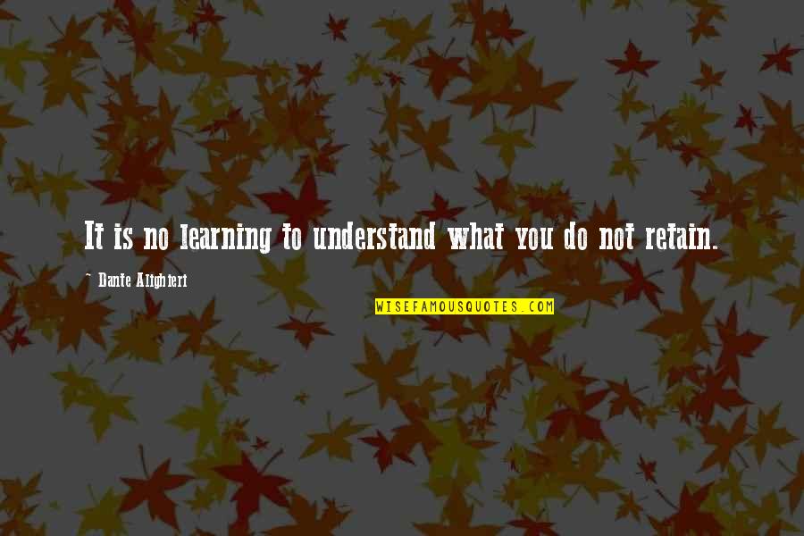 Inspirational Time Management Quotes By Dante Alighieri: It is no learning to understand what you