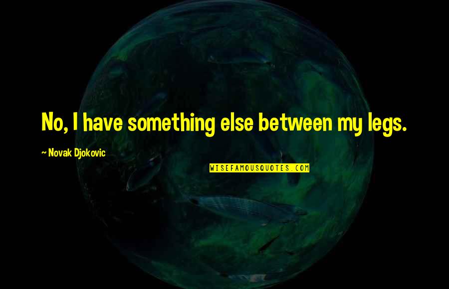 Inspirational Wellbeing Quotes By Novak Djokovic: No, I have something else between my legs. Inspirational Wellbeing Quotes By Novak Djokovic: No, I have something else between my legs.