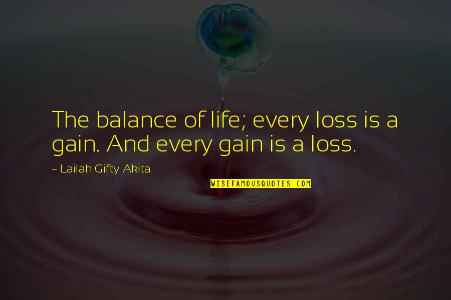 Inspirational Wise Quotes By Lailah Gifty Akita: The balance of life; every loss is a