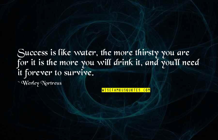 Inspirational Work Quotes By Werley Nortreus: Success is like water, the more thirsty you Inspirational Work Quotes By Werley Nortreus: Success is like water, the more thirsty you