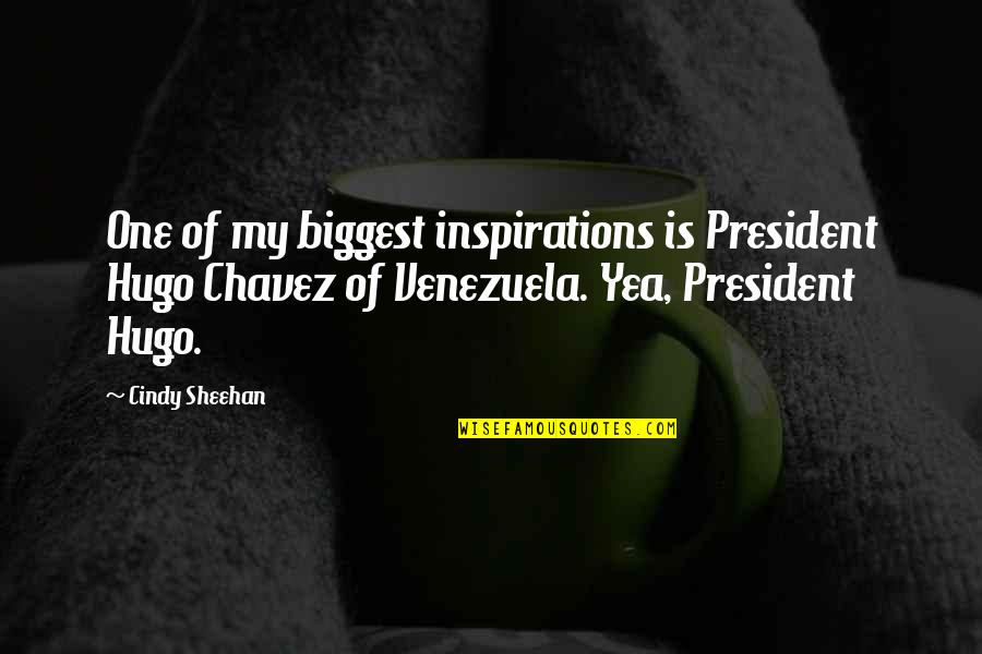 Inspirations Quotes By Cindy Sheehan: One of my biggest inspirations is President Hugo