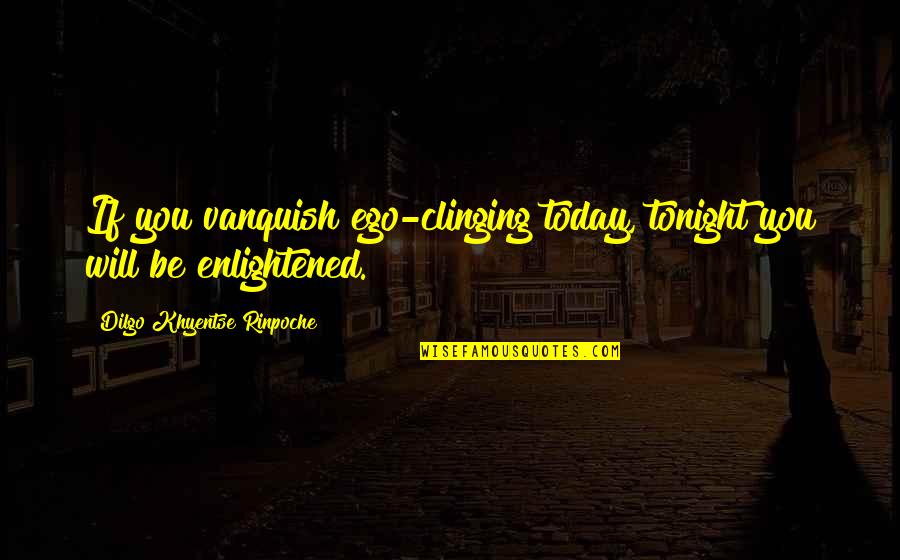 Inspire Today Quotes By Dilgo Khyentse Rinpoche: If you vanquish ego-clinging today, tonight you will