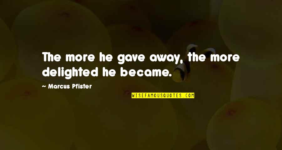 Inspiring Book Quotes By Marcus Pfister: The more he gave away, the more delighted