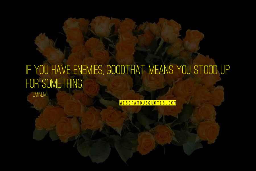 Inspiring Teacher Quote Quotes By Eminem: If you have enemies, goodthat means you stood