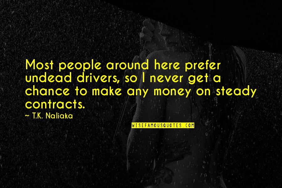 Insta Kill Combos Quotes By T.K. Naliaka: Most people around here prefer undead drivers, so Insta Kill Combos Quotes By T.K. Naliaka: Most people around here prefer undead drivers, so