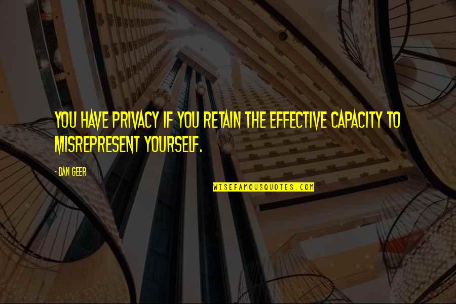 Insta Work Quotes By Dan Geer: You have privacy if you retain the effective