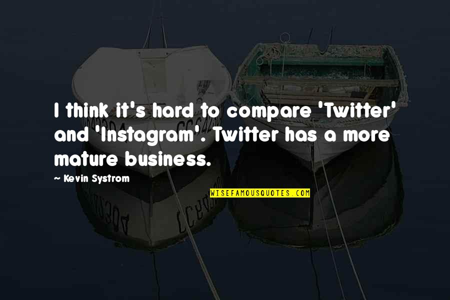 Instagram Hard Quotes By Kevin Systrom: I think it's hard to compare 'Twitter' and Instagram Hard Quotes By Kevin Systrom: I think it's hard to compare 'Twitter' and