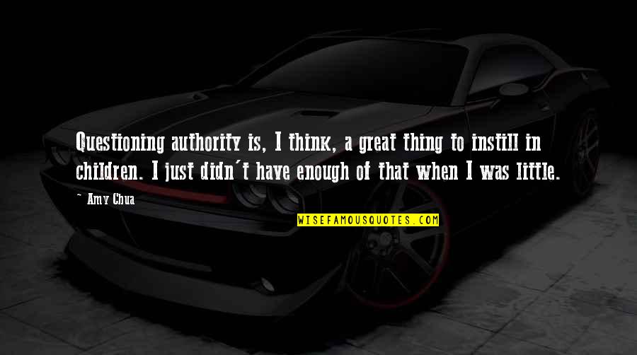 Instill'd Quotes By Amy Chua: Questioning authority is, I think, a great thing