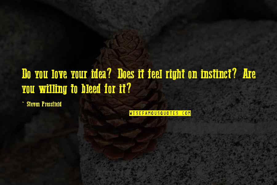Instinct Love Quotes By Steven Pressfield: Do you love your idea? Does it feel