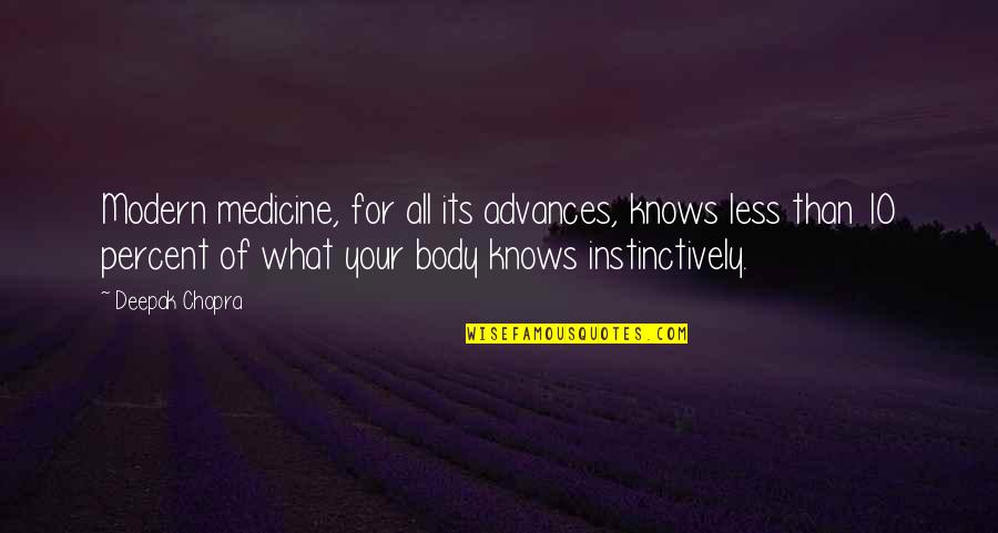 Instinctively Quotes By Deepak Chopra: Modern medicine, for all its advances, knows less