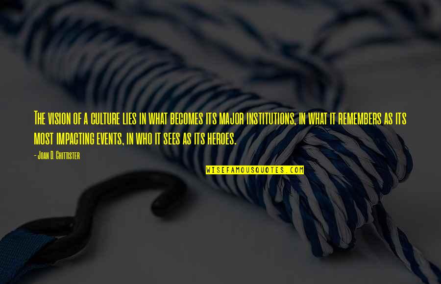 Institutions In Quotes By Joan D. Chittister: The vision of a culture lies in what Institutions In Quotes By Joan D. Chittister: The vision of a culture lies in what