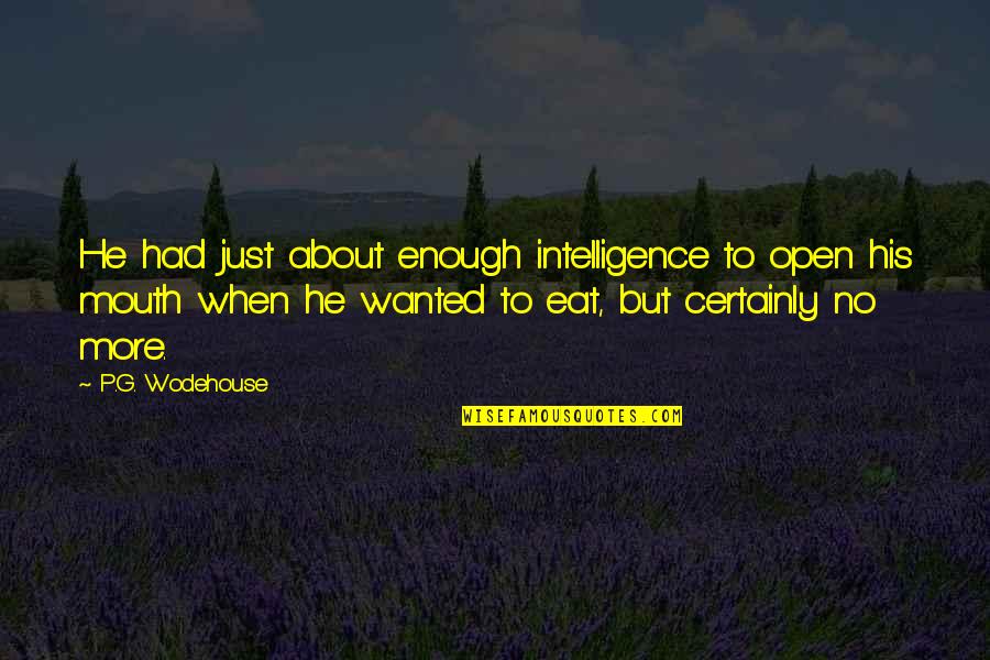 Insult Intelligence Quotes By P.G. Wodehouse: He had just about enough intelligence to open Insult Intelligence Quotes By P.G. Wodehouse: He had just about enough intelligence to open