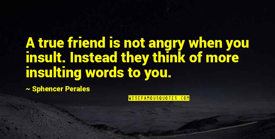 Insult Words Quotes By Sphencer Perales: A true friend is not angry when you