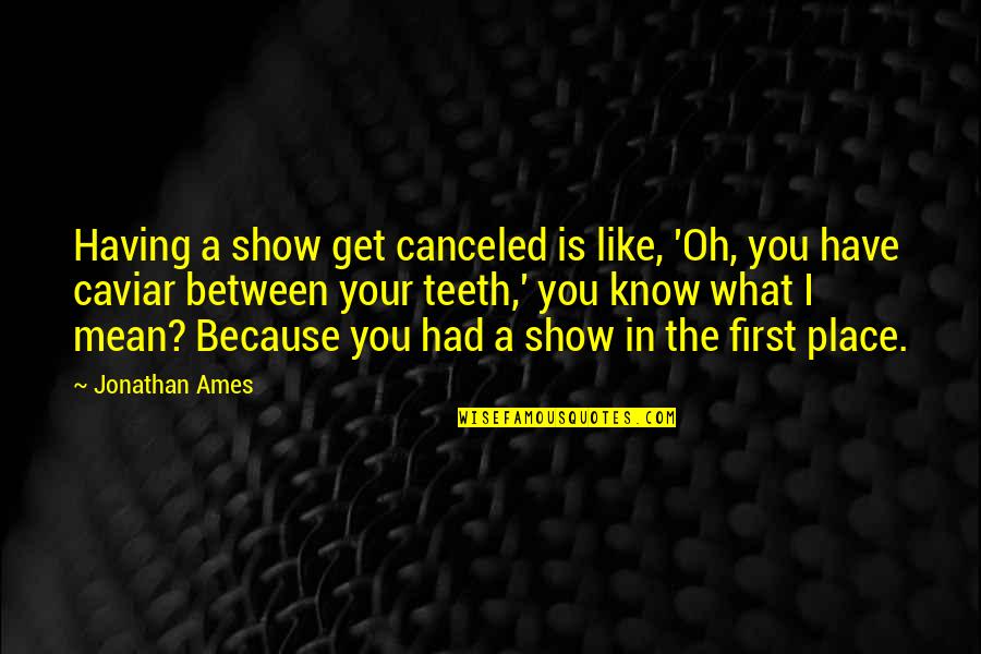 Insultive Words Quotes By Jonathan Ames: Having a show get canceled is like, 'Oh,