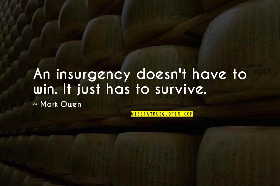 Insurgency's Quotes By Mark Owen: An insurgency doesn't have to win. It just