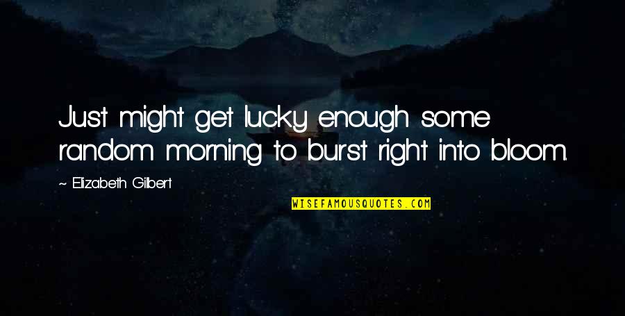 Integrity In The Bible Quotes By Elizabeth Gilbert: Just might get lucky enough some random morning Integrity In The Bible Quotes By Elizabeth Gilbert: Just might get lucky enough some random morning