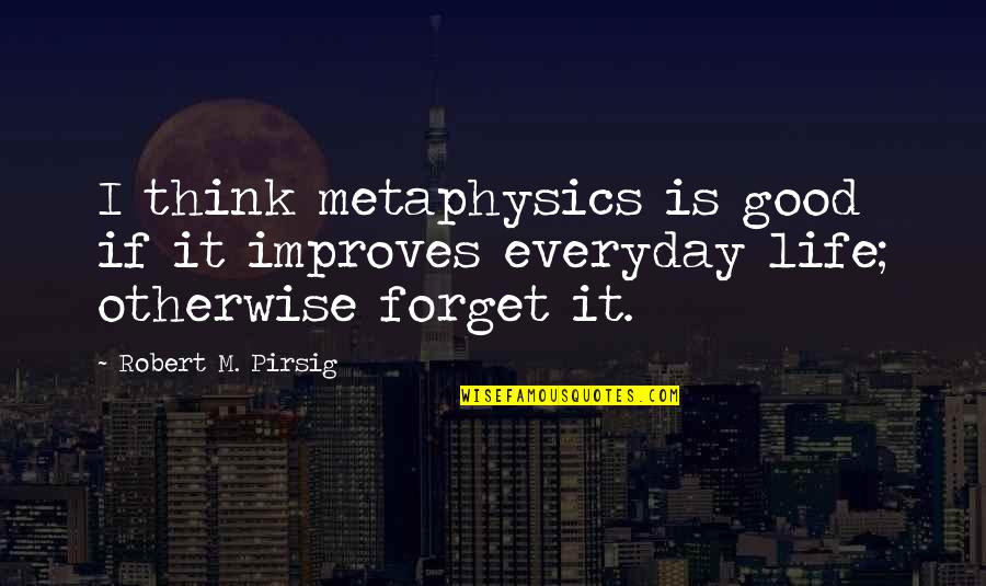 Integrity In The Crucible Quotes By Robert M. Pirsig: I think metaphysics is good if it improves
