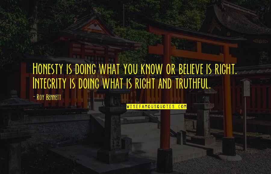 Integrity Inspirational Quotes By Roy Bennett: Honesty is doing what you know or believe