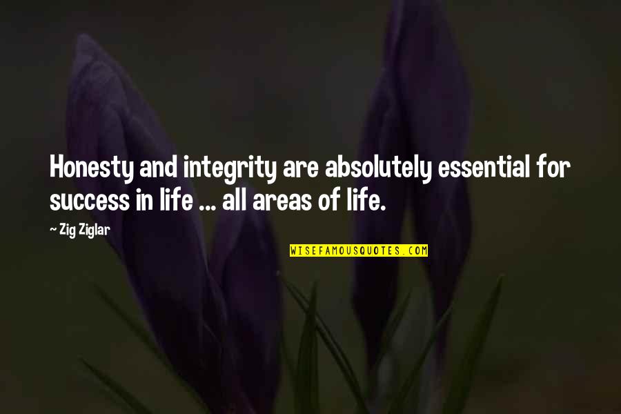 Integrity Inspirational Quotes By Zig Ziglar: Honesty and integrity are absolutely essential for success