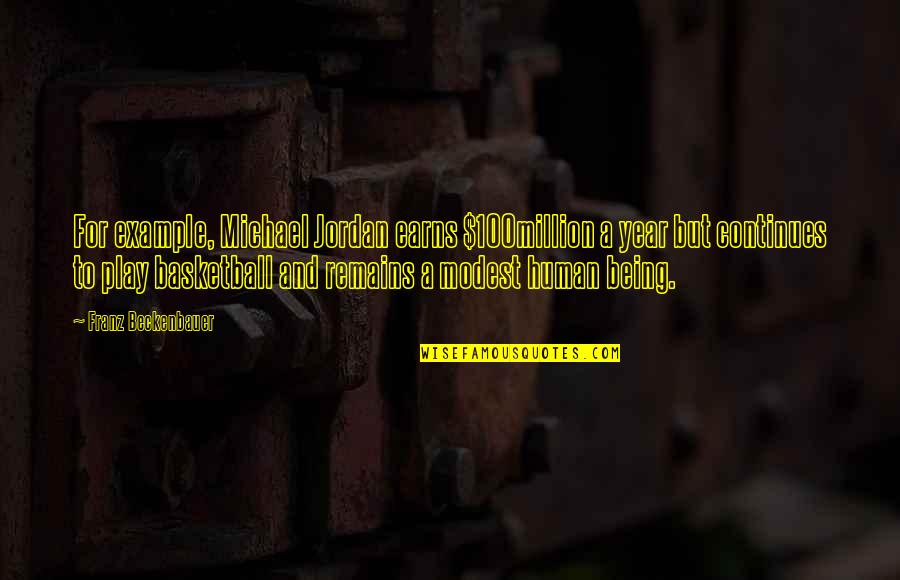 Intelegerea Proces Quotes By Franz Beckenbauer: For example, Michael Jordan earns $100million a year Intelegerea Proces Quotes By Franz Beckenbauer: For example, Michael Jordan earns $100million a year