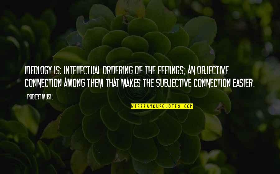 Intellectual Connection Quotes By Robert Musil: Ideology is: intellectual ordering of the feelings; an