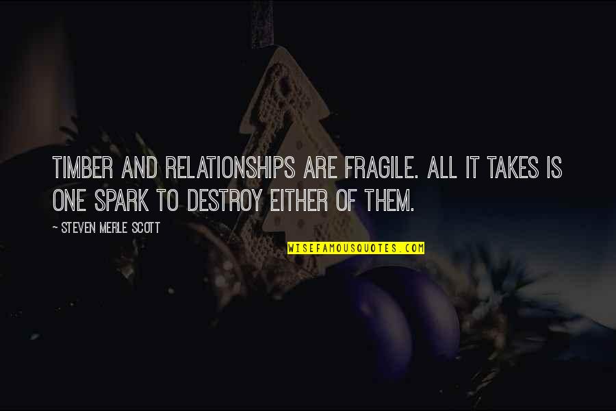 Intellectual Development Quotes By Steven Merle Scott: Timber and relationships are fragile. All it takes