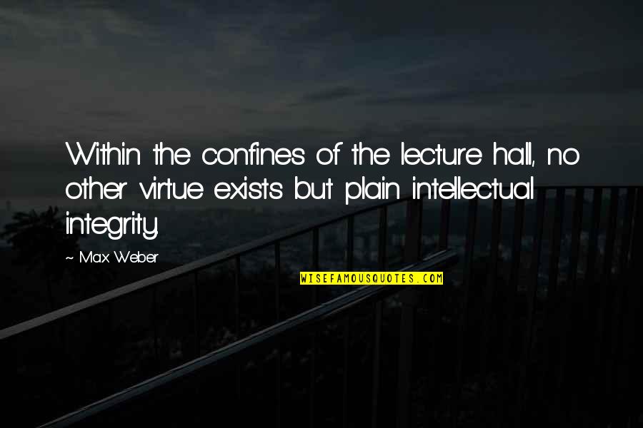 Intellectual Integrity Quotes By Max Weber: Within the confines of the lecture hall, no
