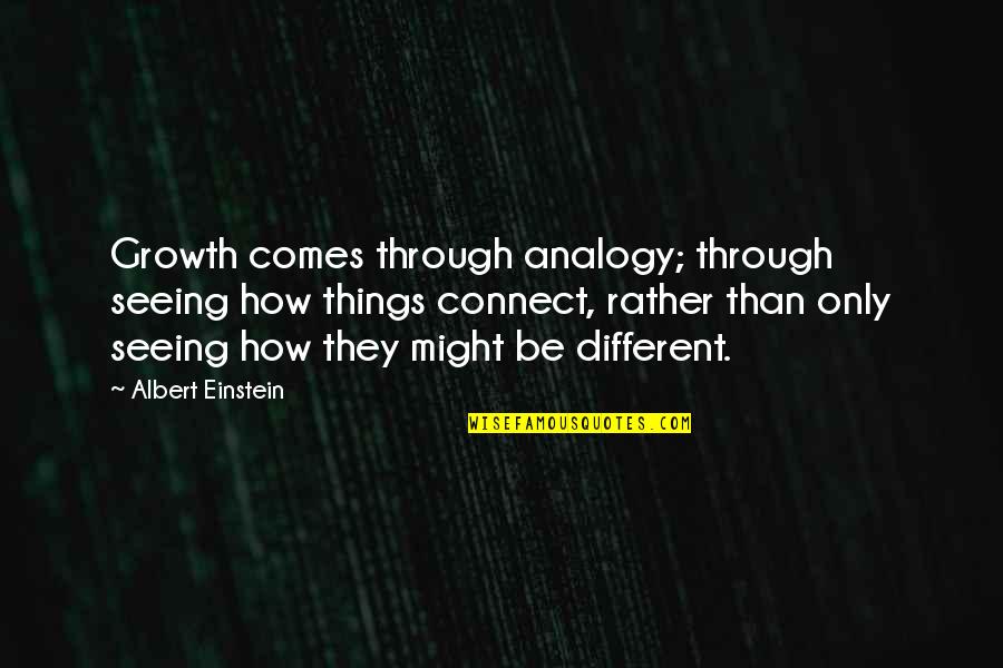 Intellectual Property Day Quotes By Albert Einstein: Growth comes through analogy; through seeing how things