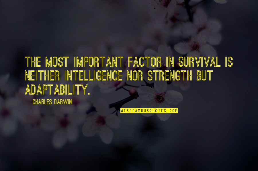 Intelligence And Strength Quotes By Charles Darwin: The most important factor in survival is neither