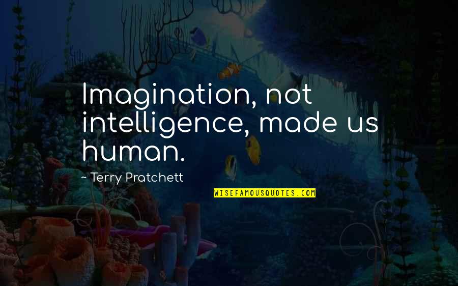 Intelligence Humor Quotes By Terry Pratchett: Imagination, not intelligence, made us human.