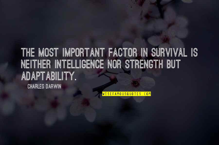 Intelligence Over Strength Quotes By Charles Darwin: The most important factor in survival is neither
