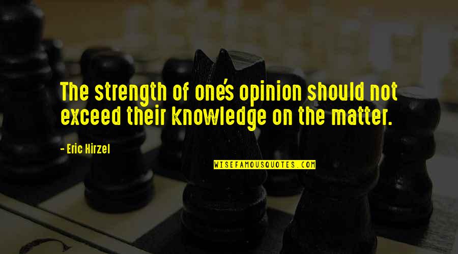 Intelligence Over Strength Quotes By Eric Hirzel: The strength of one's opinion should not exceed