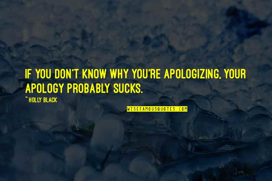 Intelligent And Romantic Quotes By Holly Black: If you don't know why you're apologizing, your