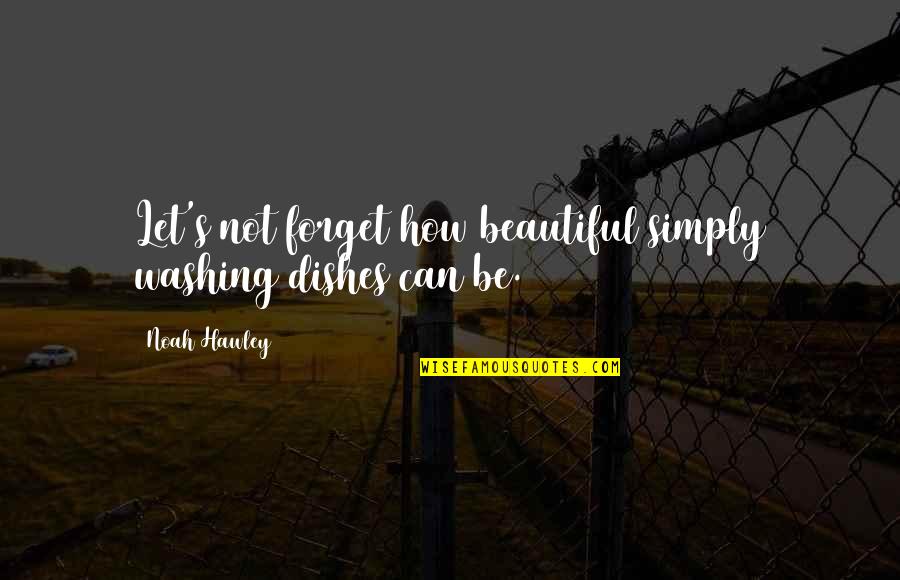Intelligent Conversations Quotes By Noah Hawley: Let's not forget how beautiful simply washing dishes